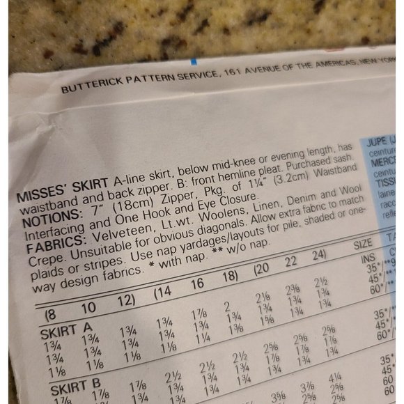 Butterick 3596 Sz 8 10 12 A Line Skirt Below Knee Ankle Length Pleat Pattern New - Picture 5 of 8